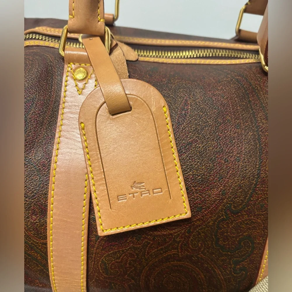 ETRO Milano Red Paisley Boston Bandolier Weekend Bag: Cuff/Strap/Lock & Keys